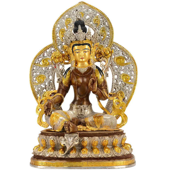 BWOOOH Bodhisattva Green Tara Hope Copper Statue Decoration - 10 Inch - Decorations