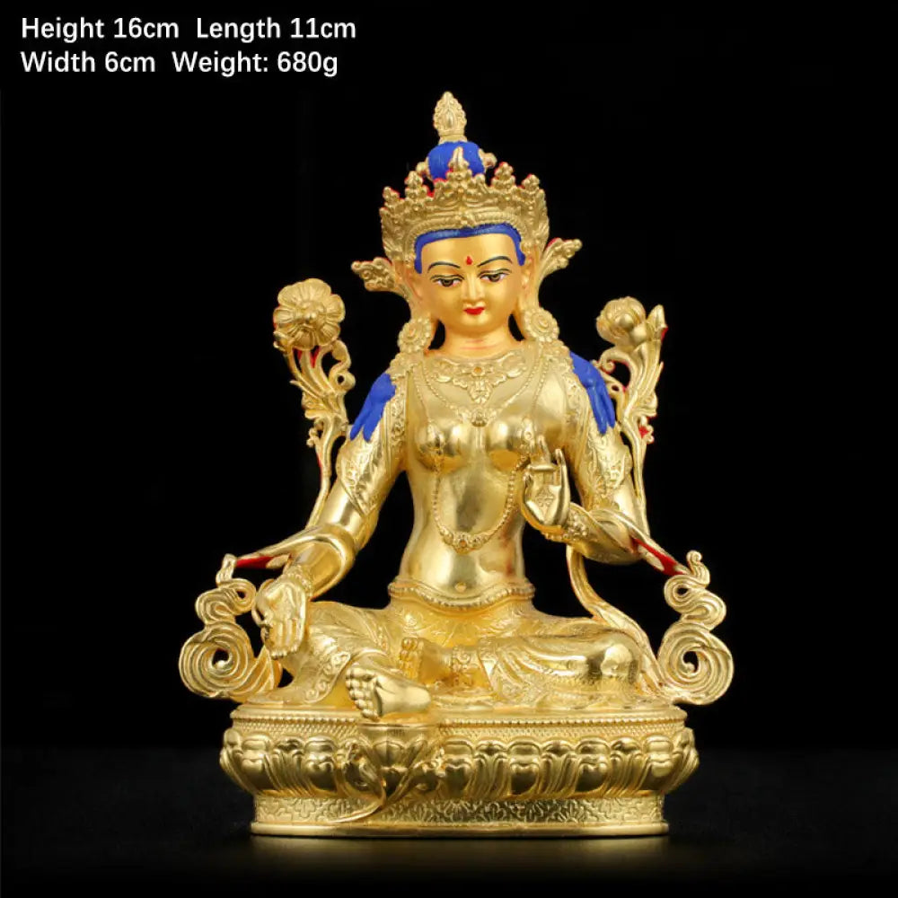BWOOOH Bodhisattva Green Tara Protection Copper Gold Plated Statue Decoration - Decorations