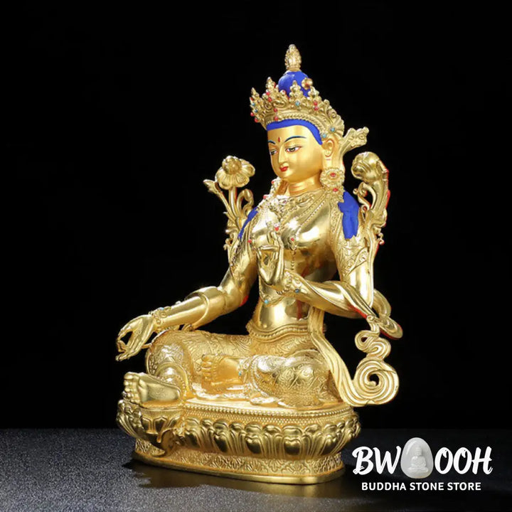 BWOOOH Bodhisattva Green Tara Protection Copper Gold Plated Statue Decoration - Decorations