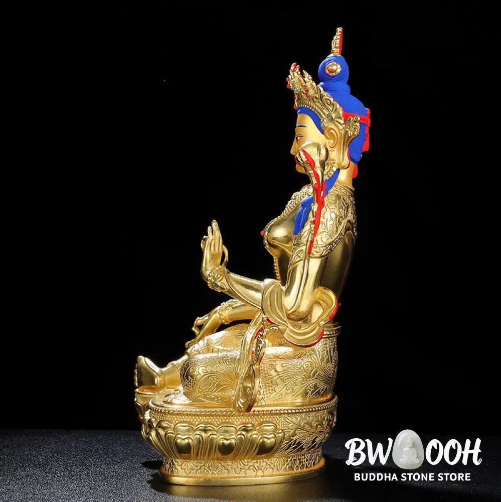 BWOOOH Bodhisattva Green Tara Protection Copper Gold Plated Statue Decoration - Decorations