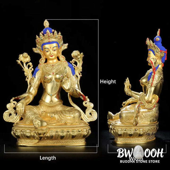 BWOOOH Bodhisattva Green Tara Protection Copper Gold Plated Statue Decoration - Decorations