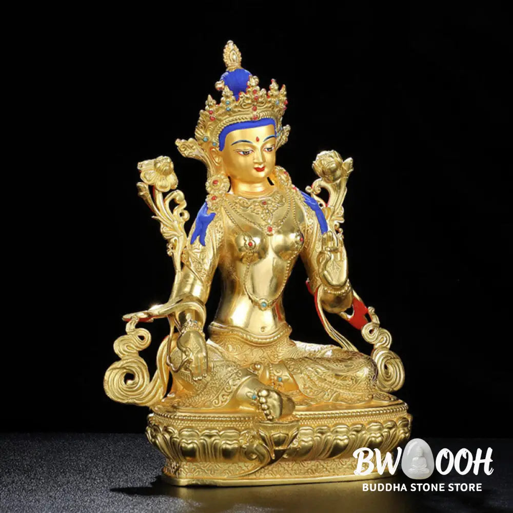 BWOOOH Bodhisattva Green Tara Protection Copper Gold Plated Statue Decoration - Decorations