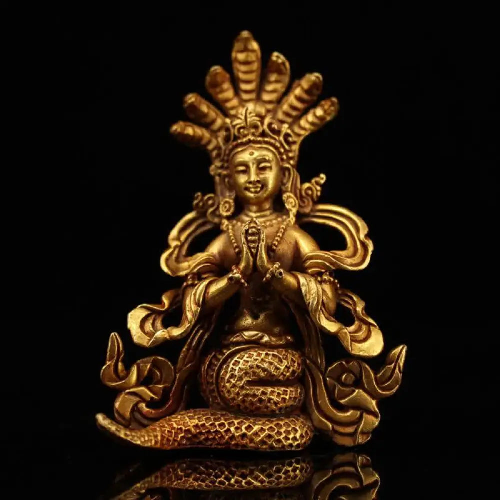 BWOOOH Bodhisattva Nagarjuna Protection Copper Statue Decoration - 9*6cm - Decorations