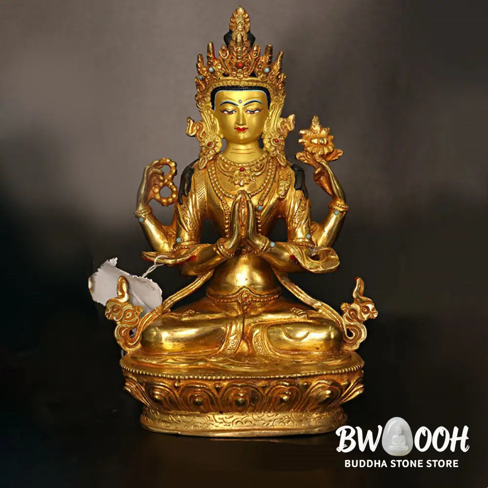 BWOOOH copper Kwan Yin statue - Bodhisattva Tara Chenrezig Four-arm