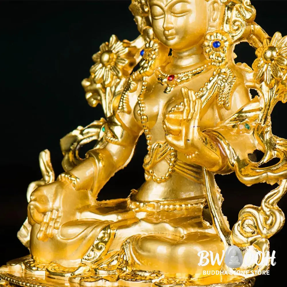 BWOOOH Bodhisattva White Tara Hope Protection Gold Plated Statue Decoration - BODHISATTVA TARA SYMBOL (Hope ♥