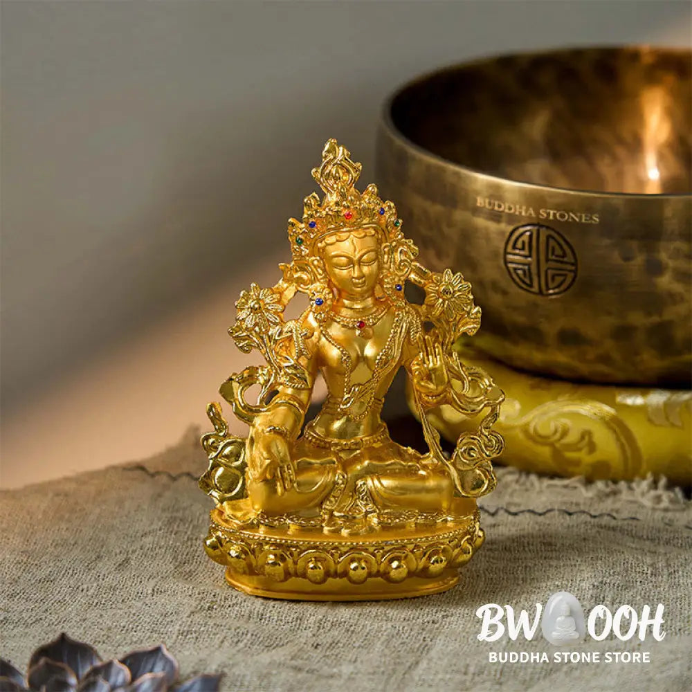 BWOOOH Bodhisattva White Tara Hope Protection Gold Plated Statue Decoration - BODHISATTVA TARA SYMBOL (Hope ♥