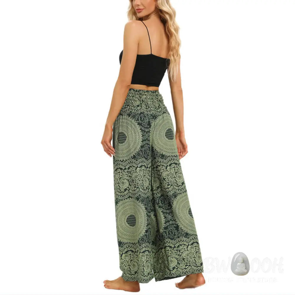BWOOOH printed wide-leg yoga pants - Boho Lace-up Wide Leg Pants Women&