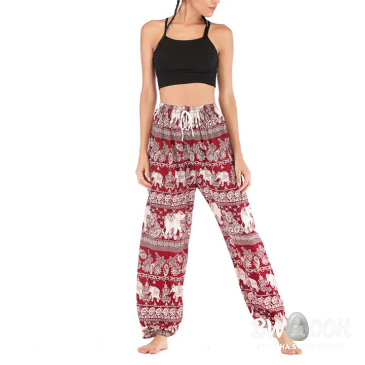 BWOOOH printed harem pants - Boho Loose Elephant Pattern Harem Trouse