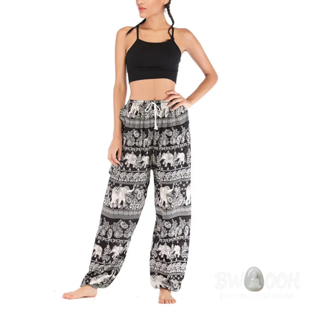 BWOOOH printed harem pants - Boho Loose Elephant Pattern Harem Trouse