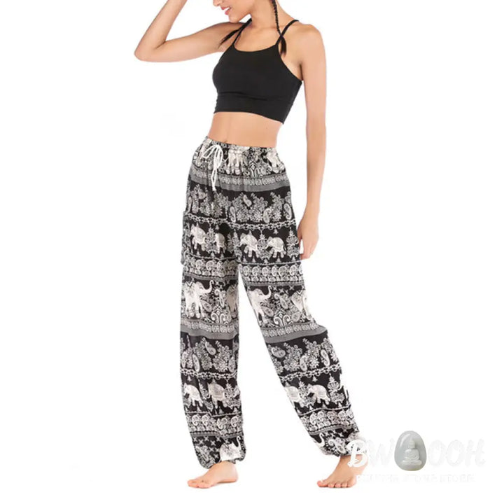 BWOOOH printed harem pants - Boho Loose Elephant Pattern Harem Trouse