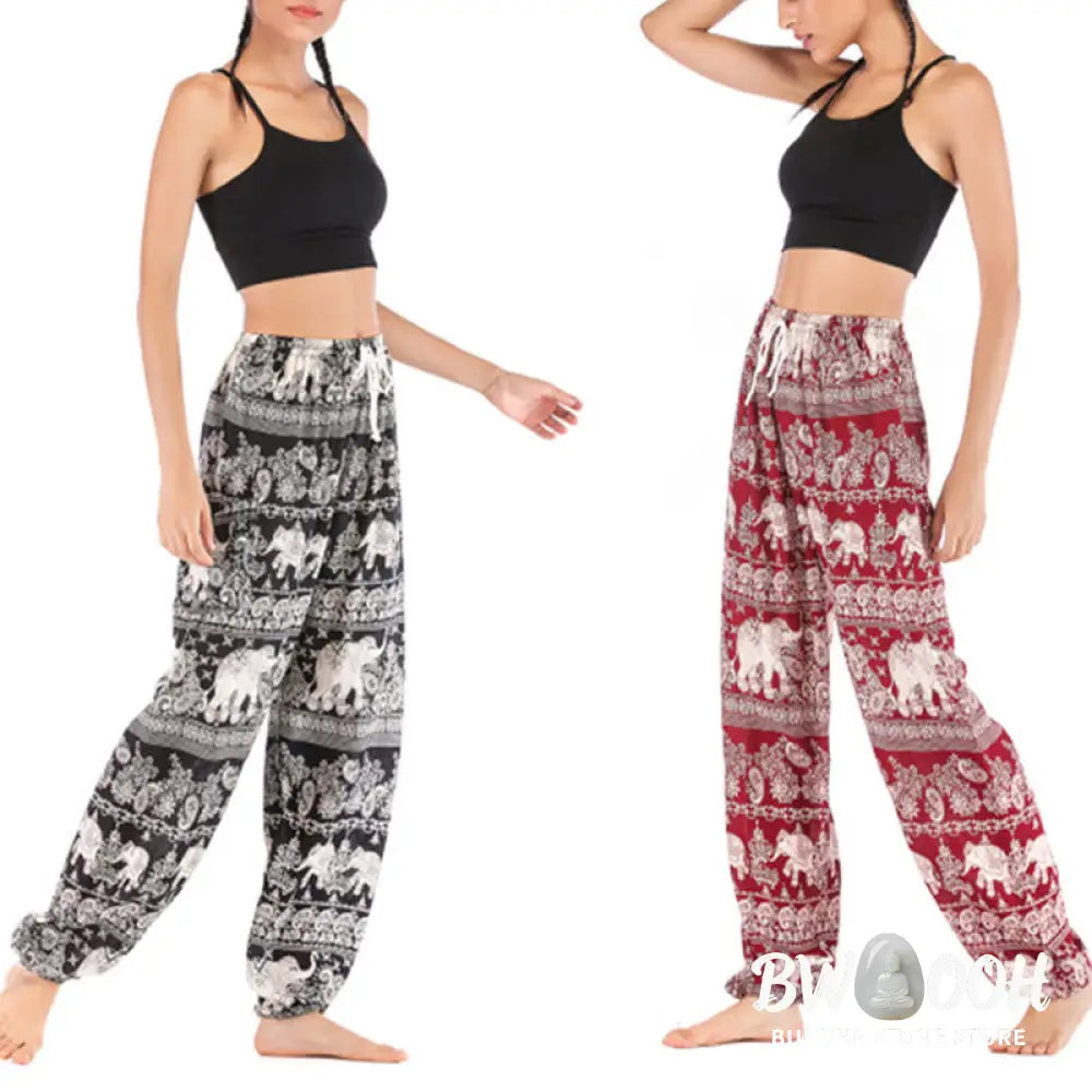 BWOOOH printed harem pants - Boho Loose Elephant Pattern Harem Trouse