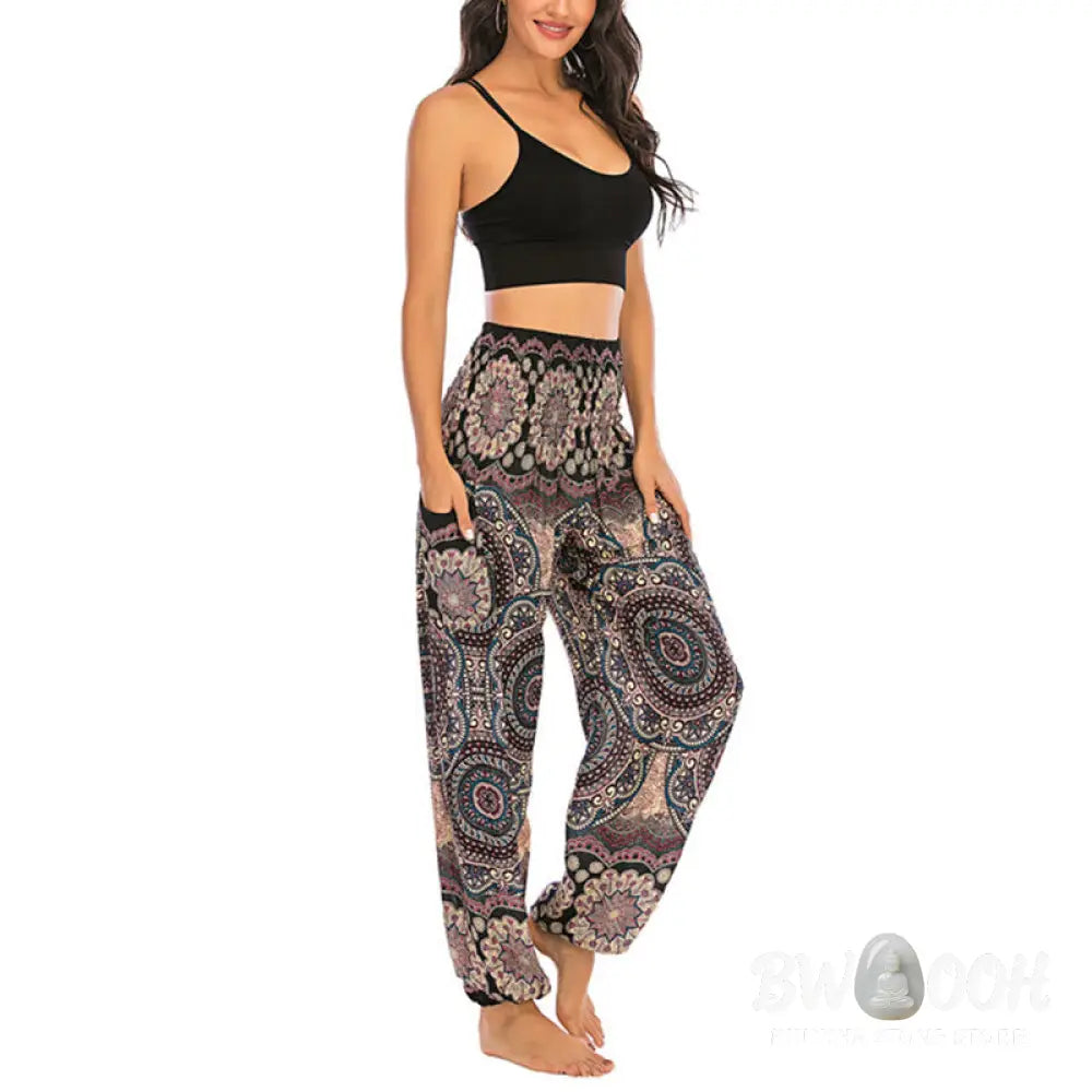 BWOOOH printed harem pants - Boho Loose Round Geometric Pattern Harem