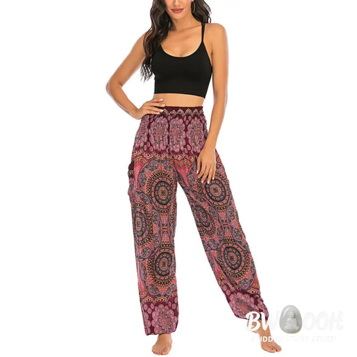 BWOOOH printed harem pants - Boho Loose Round Geometric Pattern Harem