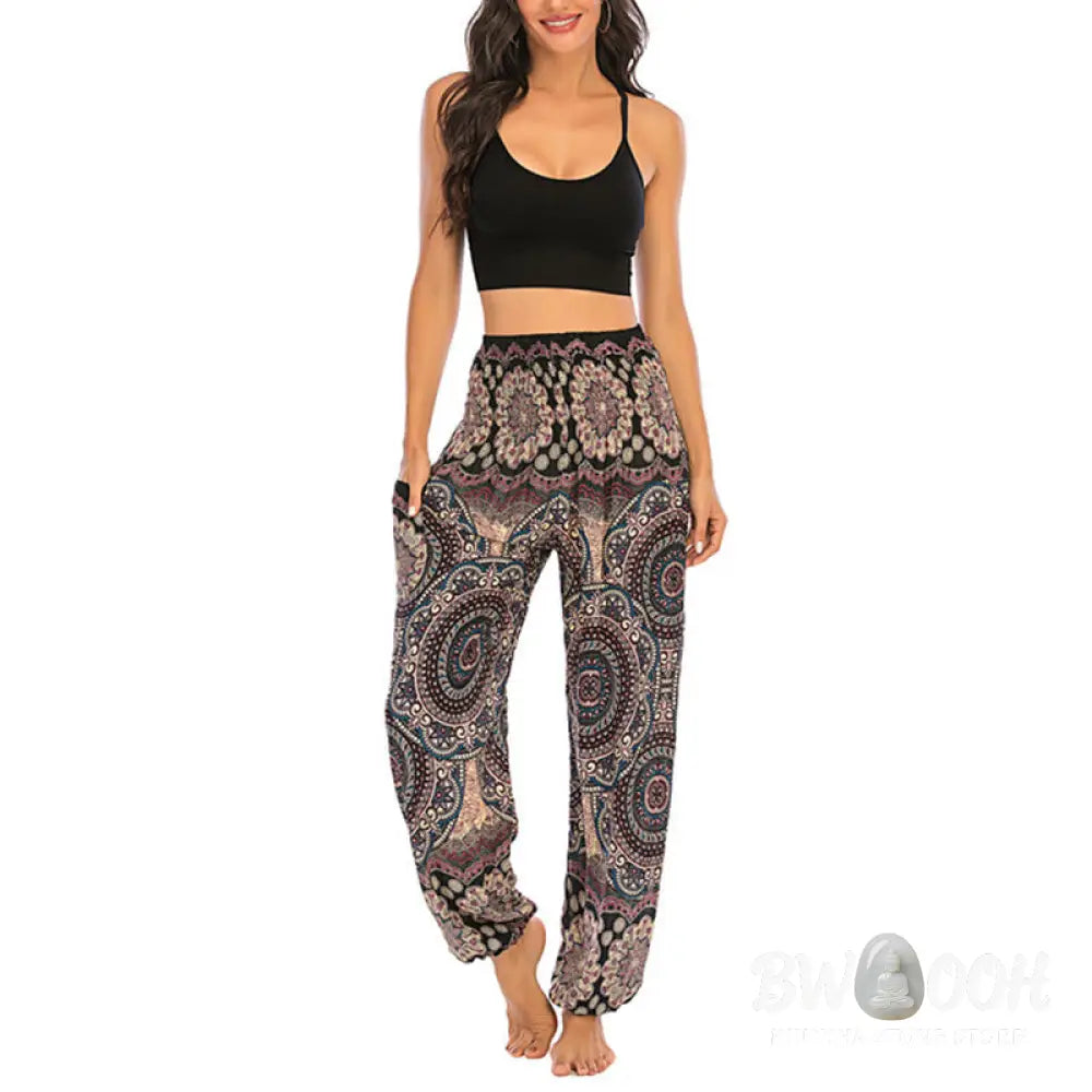 BWOOOH printed harem pants - Boho Loose Round Geometric Pattern Harem