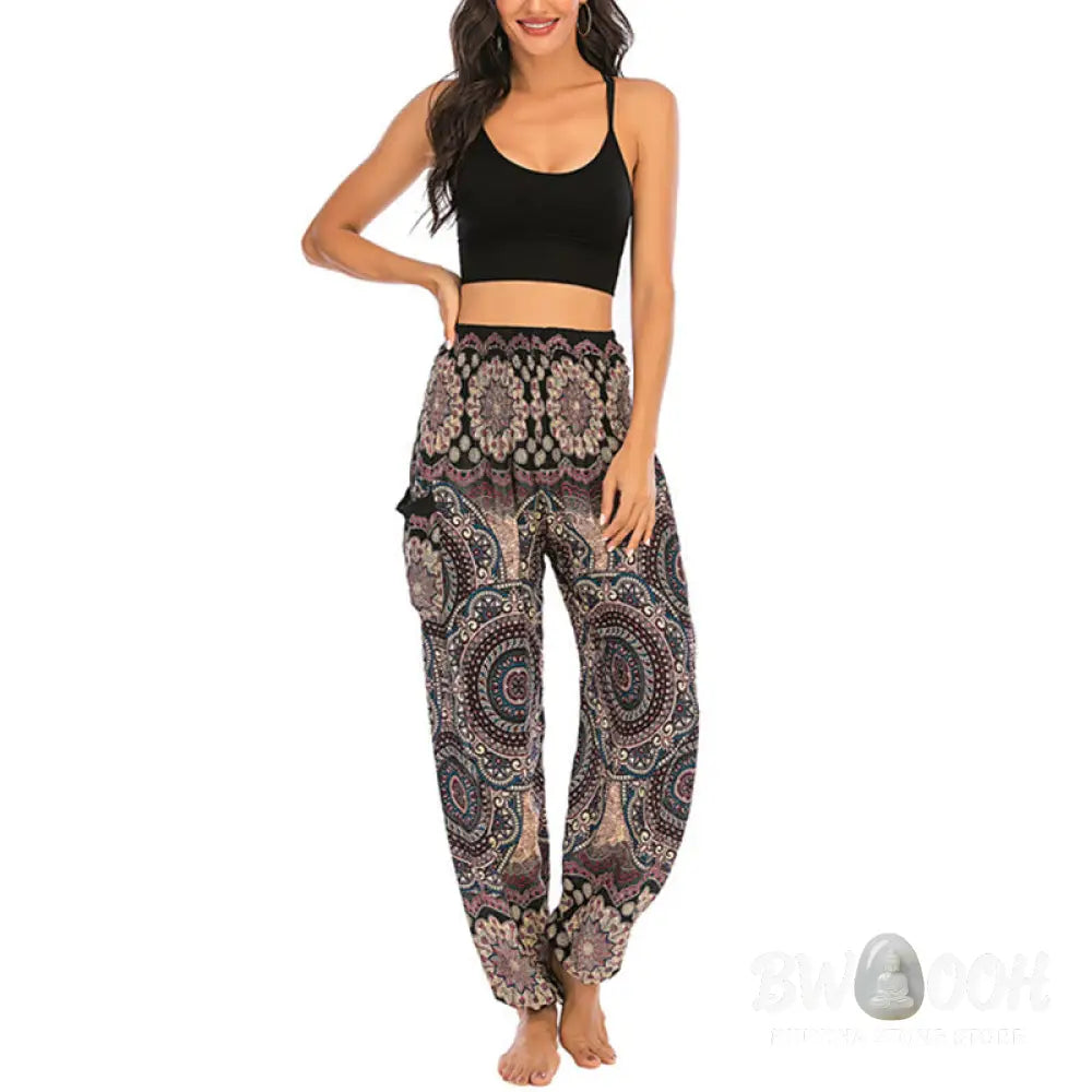 BWOOOH printed harem pants - Boho Loose Round Geometric Pattern Harem