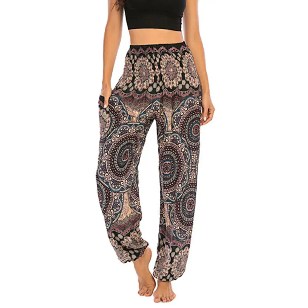 BWOOOH printed harem pants - Boho Loose Round Geometric Pattern Harem