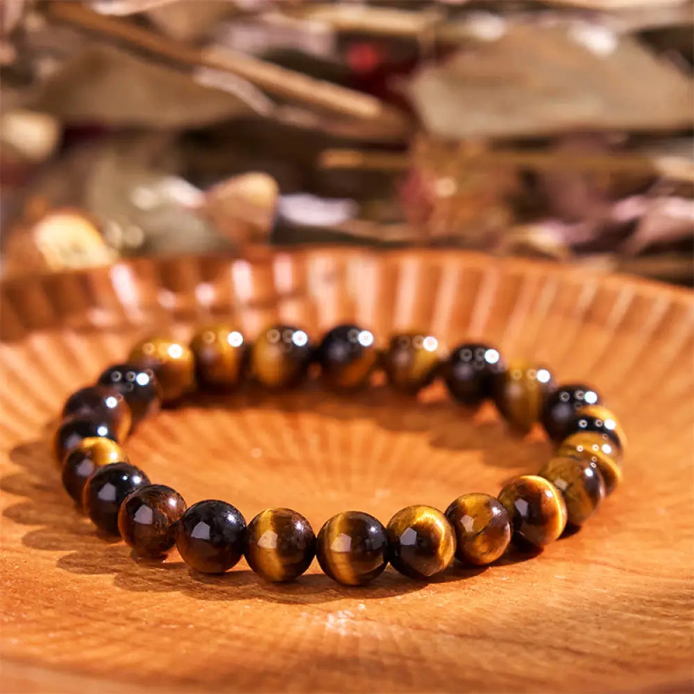 Buddha Stones Boost Vitality Warm Color Series Positive Courage Bracelet - BWOOOH - Dark Tiger Eye(Wrist Circumference: