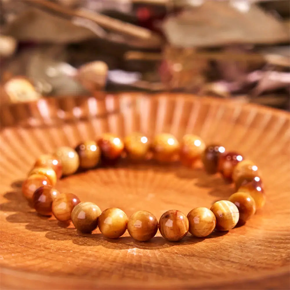 Buddha Stones Boost Vitality Warm Color Series Positive Courage Bracelet - BWOOOH - Light Tiger Eye(Wrist