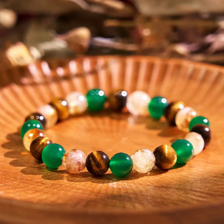 Buddha Stones Boost Vitality Warm Color Series Positive Courage Bracelet - BWOOOH - Tiger Eye Green Tiger Eye
