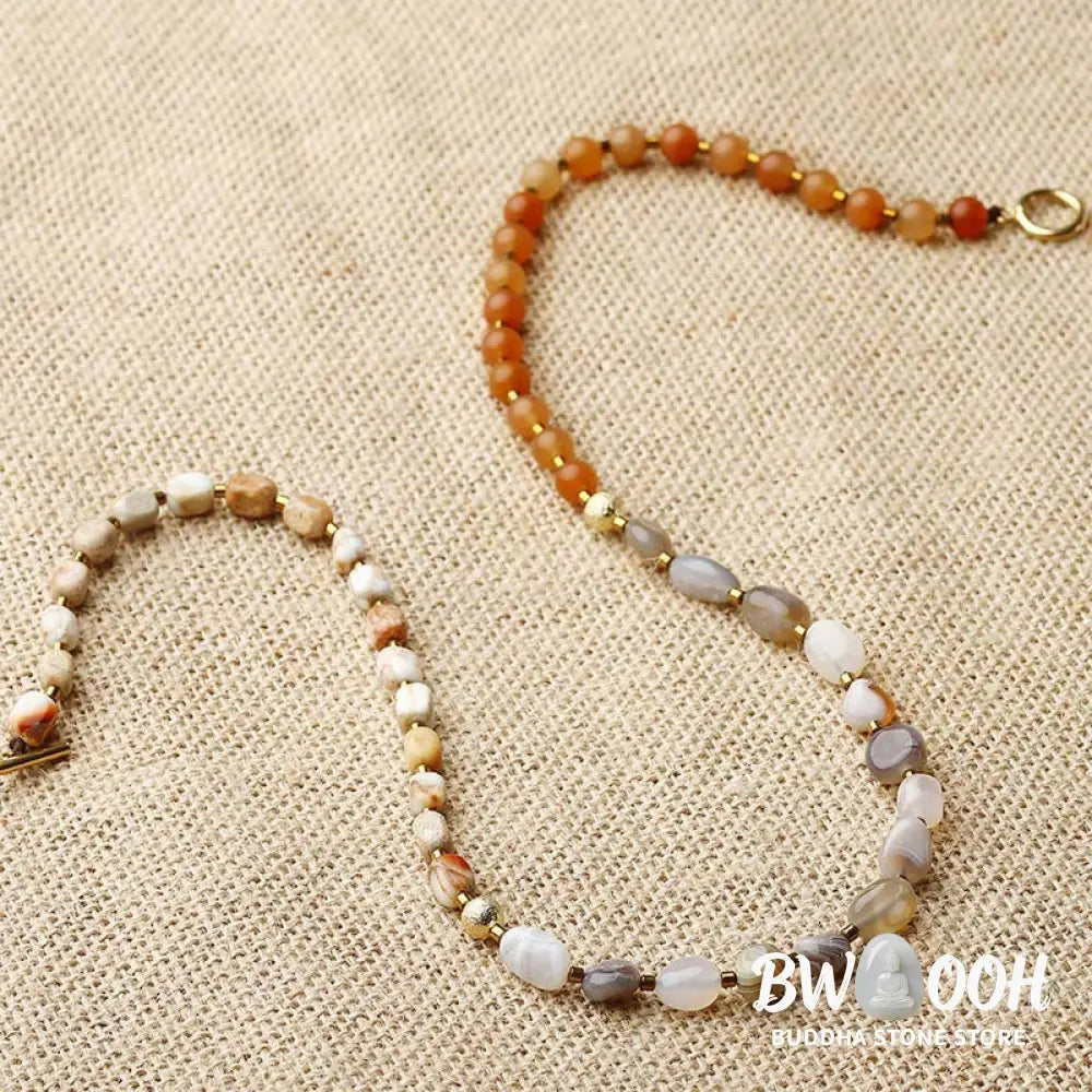 Buddha Stones Botswana Agate Red Agate Emperor Stone Creativity Triple Wrap Bracelet - BWOOOH - Botswana Agate Red
