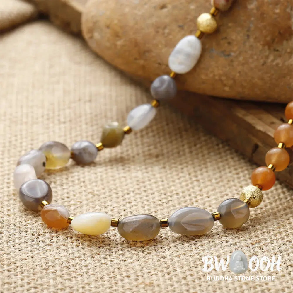 Buddha Stones Botswana Agate Red Agate Emperor Stone Creativity Triple Wrap Bracelet - BWOOOH - Botswana Agate Red
