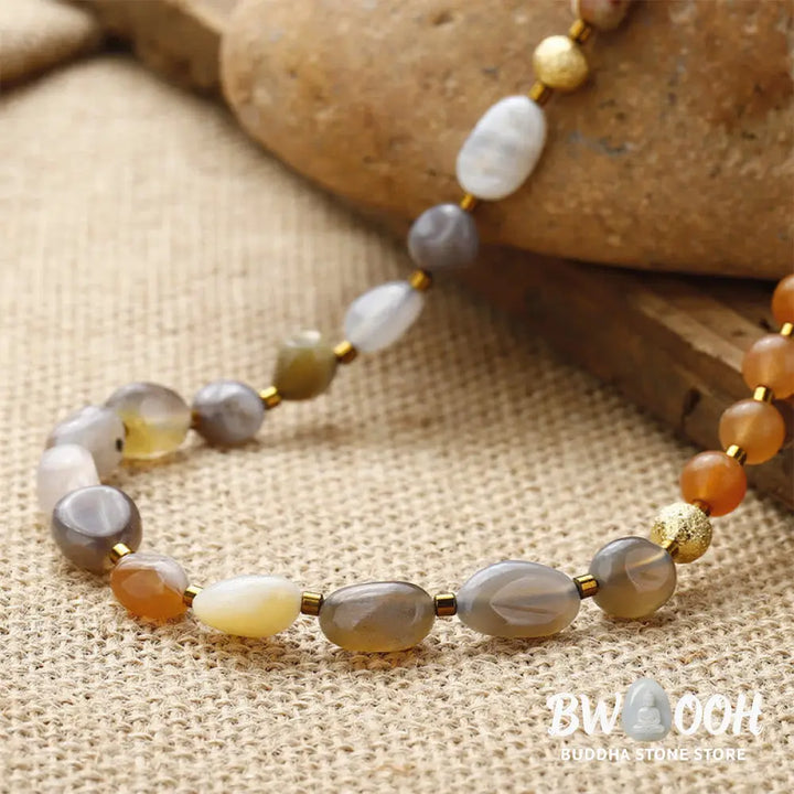 Buddha Stones Botswana Agate Red Agate Emperor Stone Creativity Triple Wrap Bracelet - BWOOOH - Botswana Agate Red