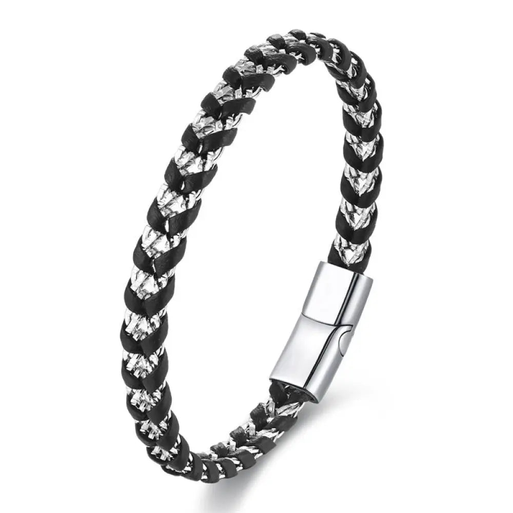 Buddha Stones Braided Design Titanium Steel Calm Multi-layer Leather Buckle Bracelet - BWOOOH - Single-layer