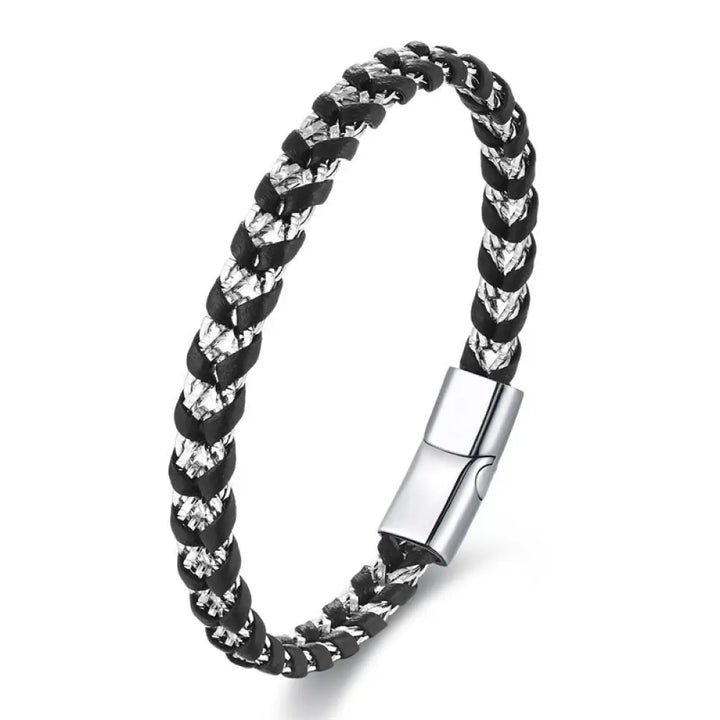 Buddha Stones Braided Design Titanium Steel Calm Multi-layer Leather Buckle Bracelet - BWOOOH - Single-layer