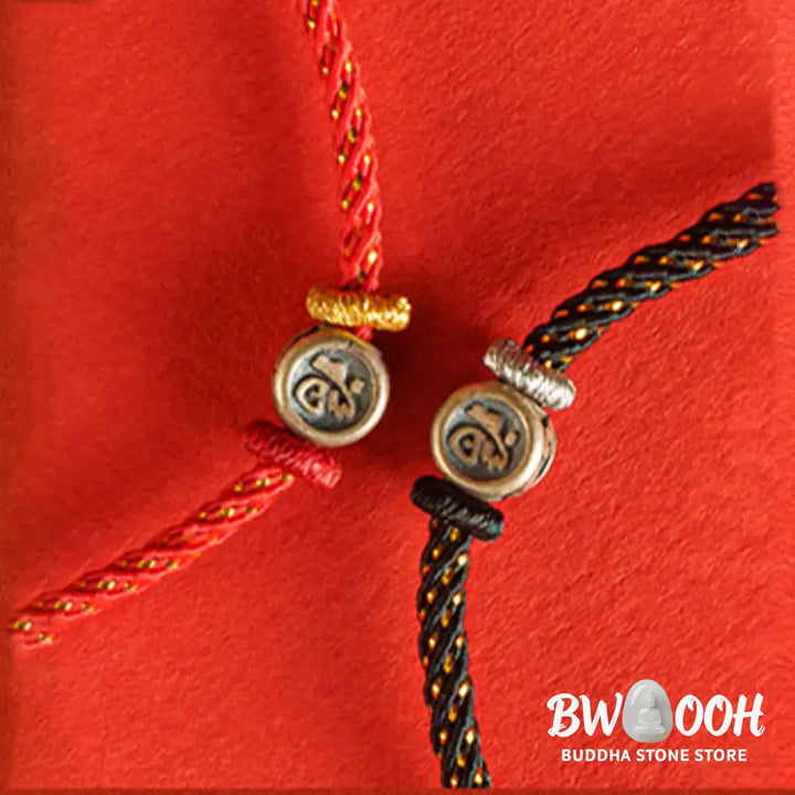 Buddha Stones Braided String 925 Sterling Silver Fu Character Faith Bracelet - BWOOOH - Bracelet
