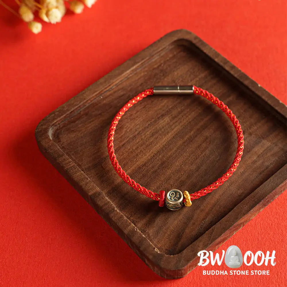 Buddha Stones Braided String 925 Sterling Silver Fu Character Faith Bracelet - BWOOOH - Bracelet