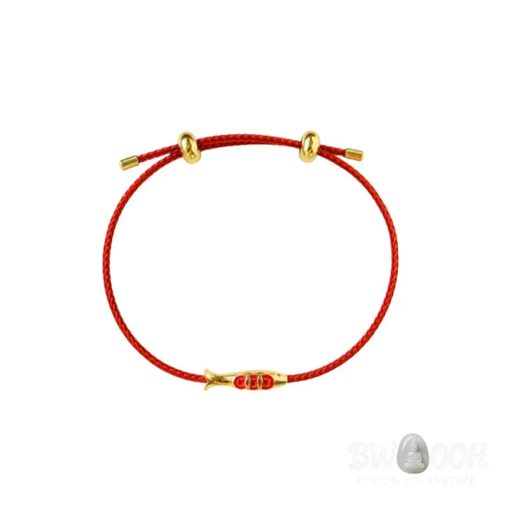 Buddha Stones Brass Koi Fish Red String Wealth Bracelet - Koi Fish(Wrist Circumference: 14-20cm) - Bracelet