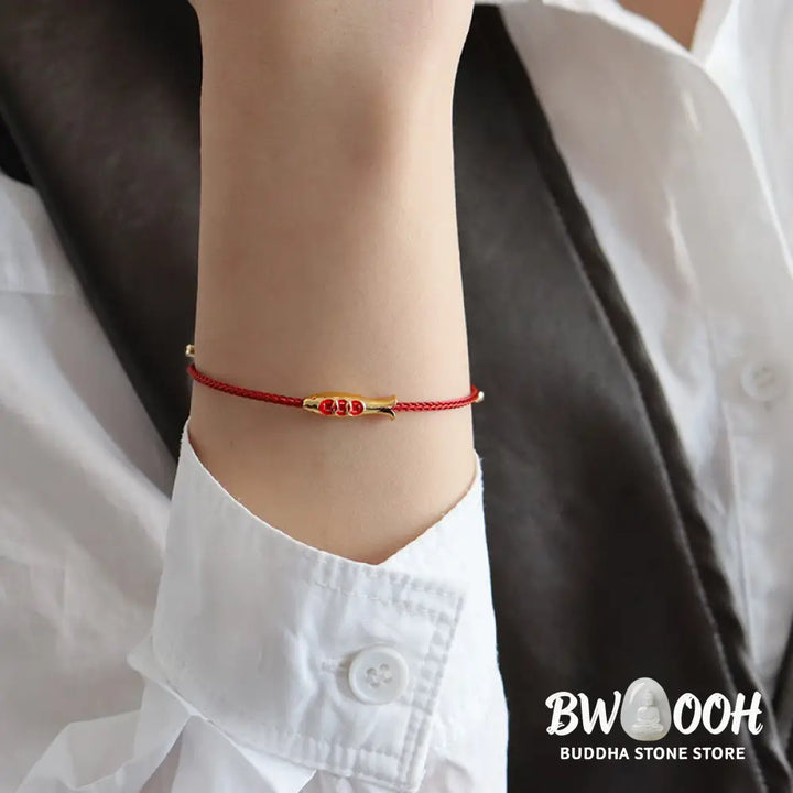 Buddha Stones Brass Koi Fish Red String Wealth Bracelet - Koi Fish(Wrist Circumference: 14-20cm) - Bracelet