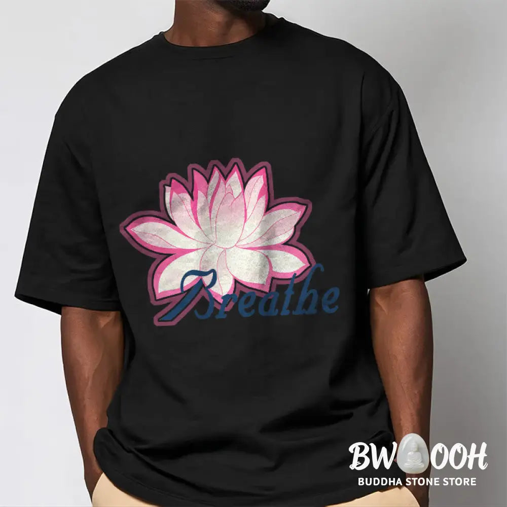 Buddha Stones BREATHE Lotus Flower Tee T-shirt - T-Shirts