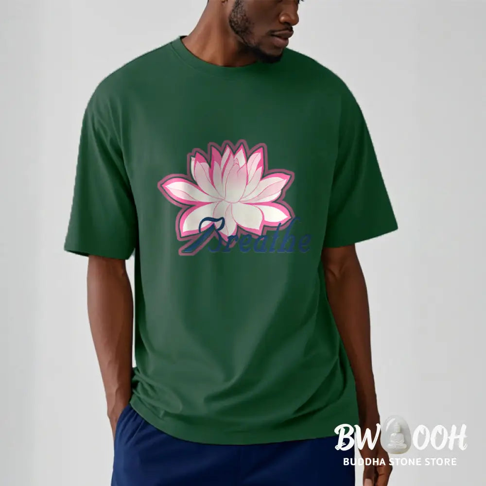 Buddha Stones BREATHE Lotus Flower Tee T-shirt - T-Shirts