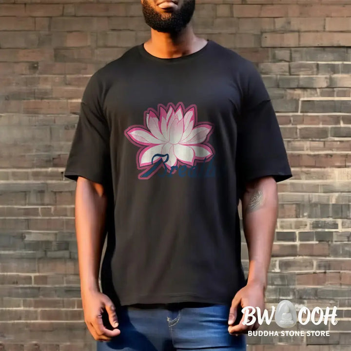 Buddha Stones BREATHE Lotus Flower Tee T-shirt - T-Shirts