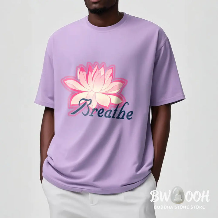 Buddha Stones BREATHE Lotus Flower Tee T-shirt - T-Shirts