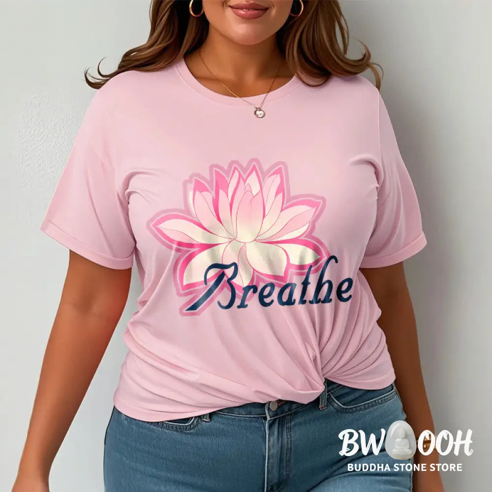 Buddha Stones BREATHE Lotus Flower Tee T-shirt - T-Shirts