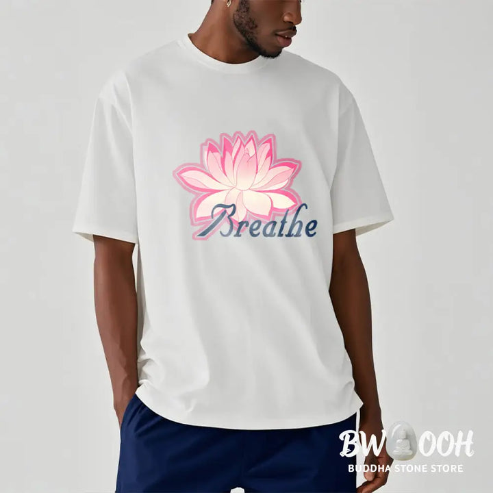 Buddha Stones BREATHE Lotus Flower Tee T-shirt - T-Shirts