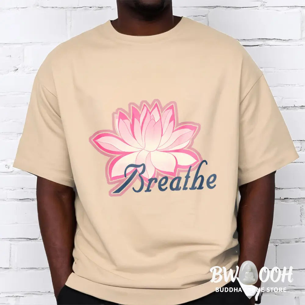 Buddha Stones BREATHE Lotus Flower Tee T-shirt - T-Shirts