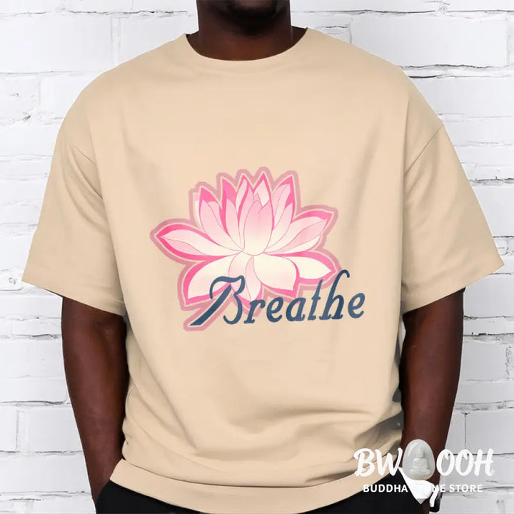 Buddha Stones BREATHE Lotus Flower Tee T-shirt - T-Shirts