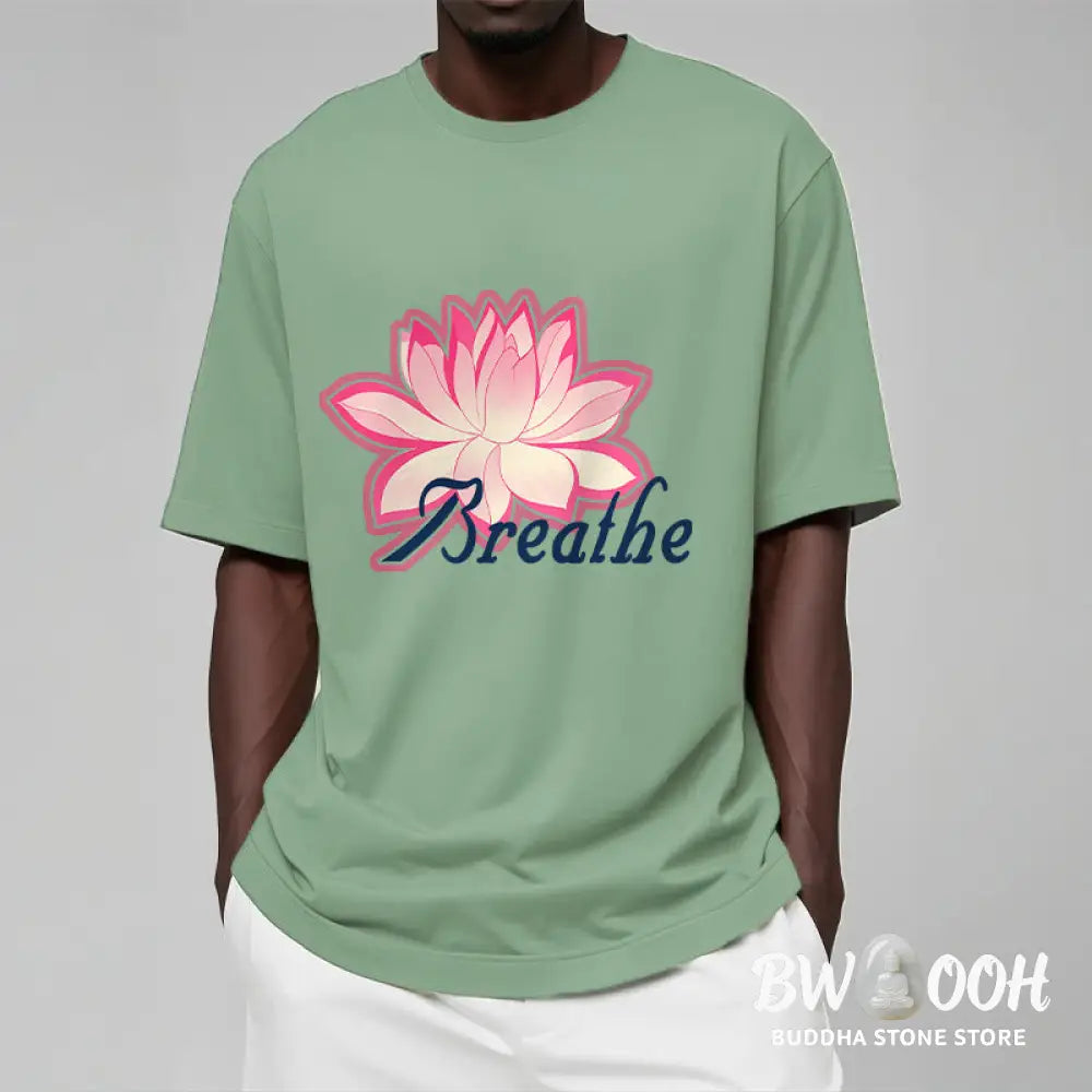 Buddha Stones BREATHE Lotus Flower Tee T-shirt - T-Shirts
