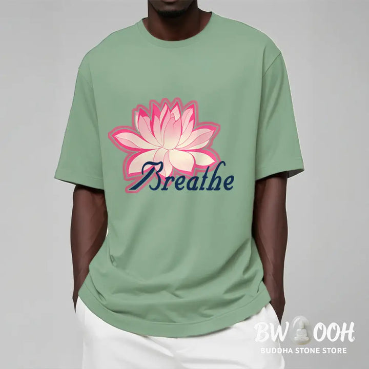 Buddha Stones BREATHE Lotus Flower Tee T-shirt - T-Shirts