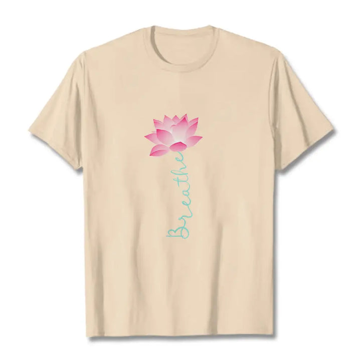 Buddha Stones BREATHE Lotus Tee T-shirt - Bisque / S - T-Shirts
