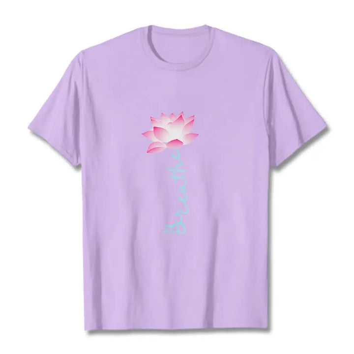 Buddha Stones BREATHE Lotus Tee T-shirt - Plum / S - T-Shirts