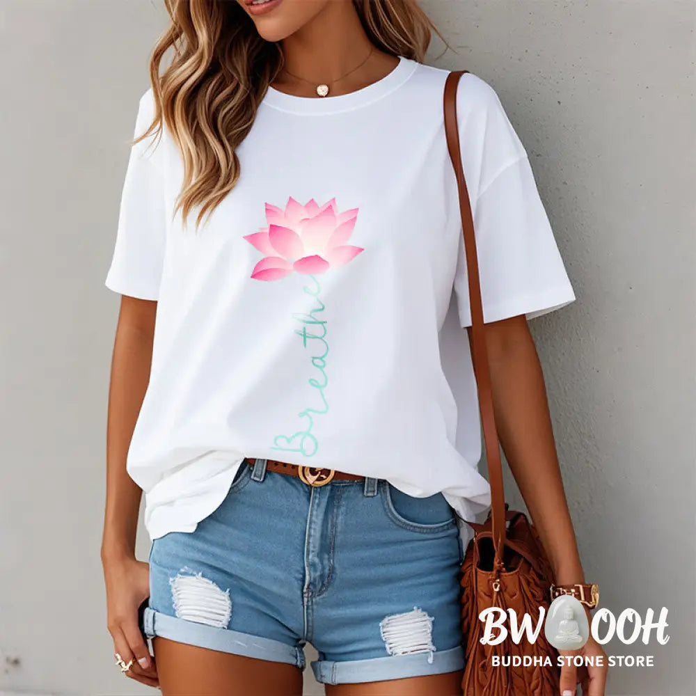 Buddha Stones BREATHE Lotus Tee T-shirt - T-Shirts