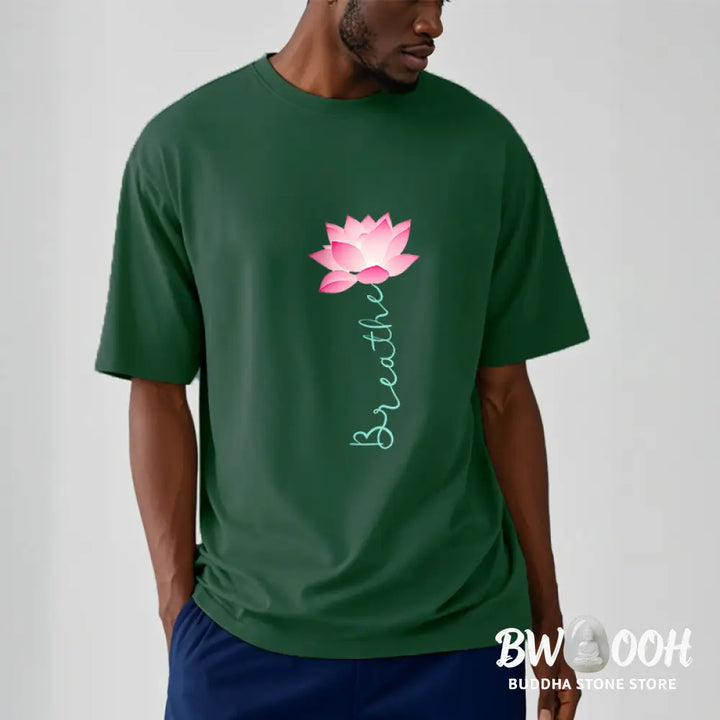 Buddha Stones BREATHE Lotus Tee T-shirt - T-Shirts
