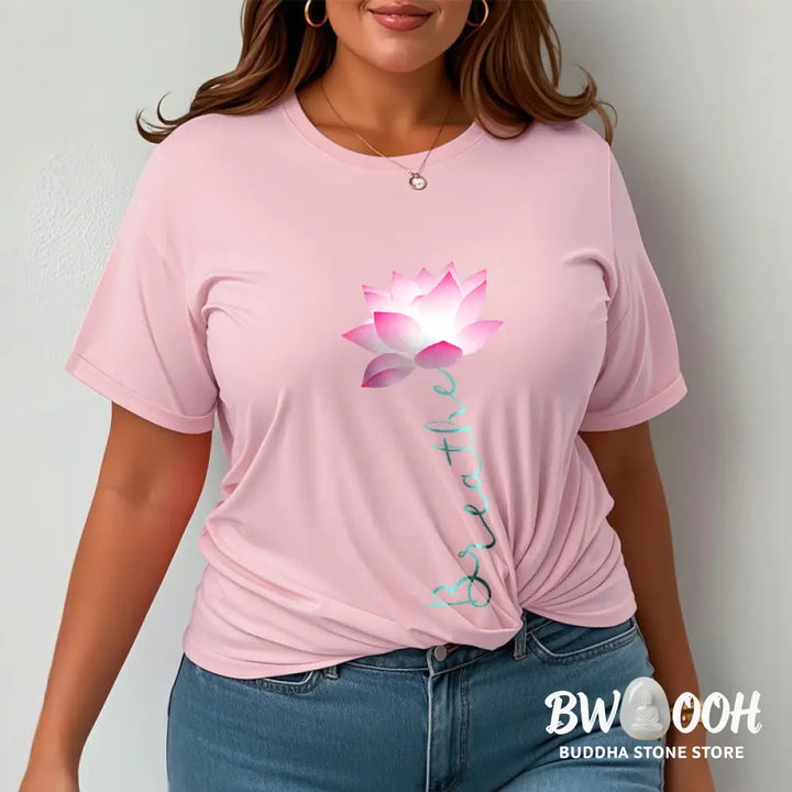 Buddha Stones BREATHE Lotus Tee T-shirt - T-Shirts