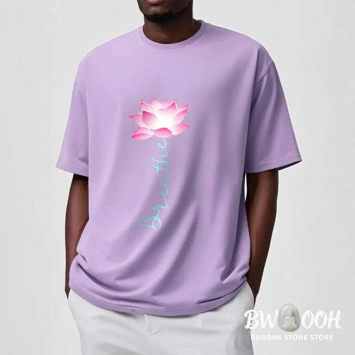 Buddha Stones BREATHE Lotus Tee T-shirt - T-Shirts