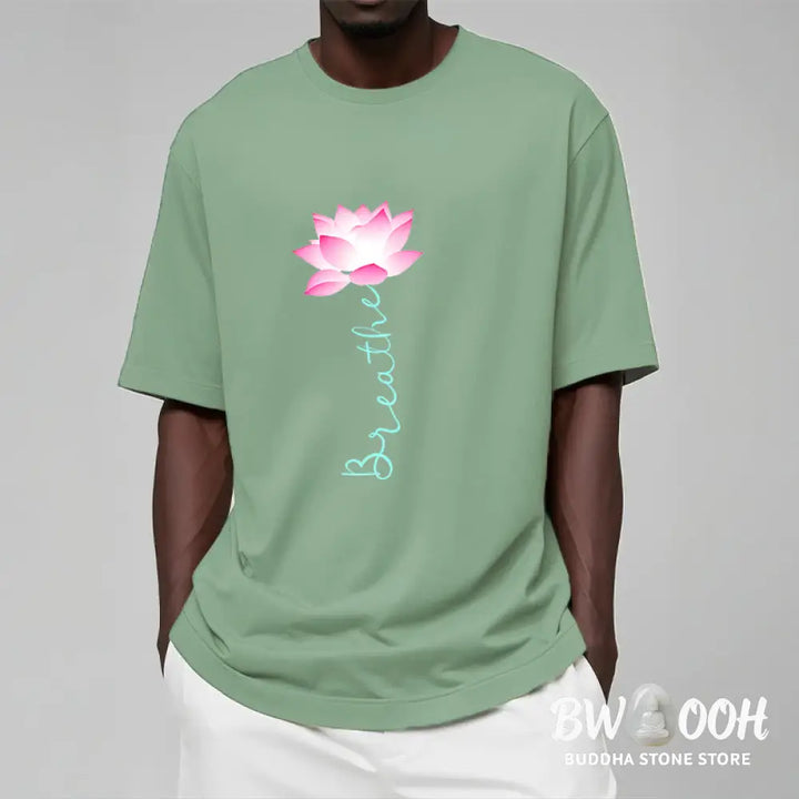 Buddha Stones BREATHE Lotus Tee T-shirt - T-Shirts