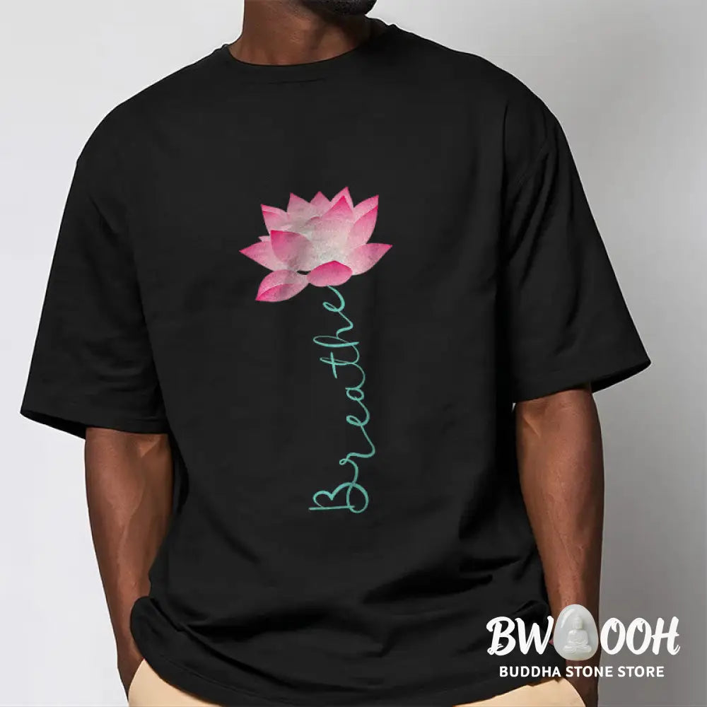 Buddha Stones BREATHE Lotus Tee T-shirt - T-Shirts